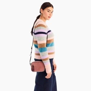 J Crew Mini Velvet Signet Bag Pink Burgundy Multi